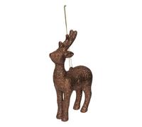 Atmosphera - Sujet Renne Paillettes polystyrène h.14cm Marron
