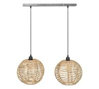 Atmosphera - Suspension 2 lampes Rana en métal et jonc de mer D50cm