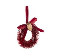 Atmosphera - Suspension de Sapin Couronne de Glands en Plastique Rouge et Or D. 10 cm - Rouge