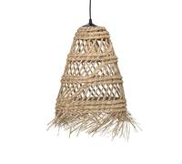 Atmosphera - Suspension Lahys en Paille Tressée Beige, D. 28 x H 48 cm, Abat-Jour Ajouré Style Bohème - Luminaire pour Salon, Chambre