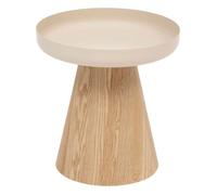 Atmosphera - Table à café ronde en métal et bois HERCYNA - Beige