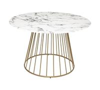 Table à manger ""Rayo"" blanc effet marbre doré D120cm - Atmosphera Créateur d'intérieur