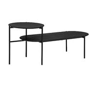 Atmosphera - Table Basse 2 Niveaux Kemi en placage Noyer et métal 118x43cm Noir