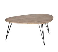 Atmosphera - Table Basse Ovale Neile Effet Bois - 97 x 65 x 50 cm - Pieds Épingle en Métal Noir, Style Contempo Chic - pour Salon, Séjour