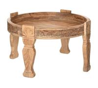 Atmosphera - Table Basse Ronde Gypsy en Manguier Sculpté, D 74 x H 44 cm - pour Salon, Séjour