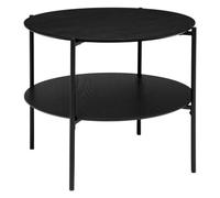 Atmosphera - Table Basse Ronde Kemi en placage Noyer et métal D63,2cm Noir