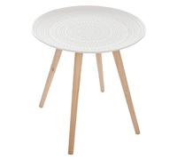 Atmosphera - Table Basse Tendance Nomade et Inspiration Marocaine Coloris Blanc ET Bois Naturel