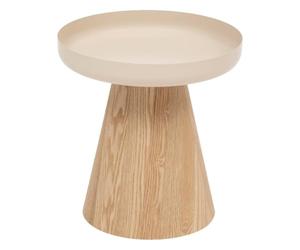 Atmosphera - Table d'Appoint Hercyna, Acier et Bois, D 40 x H 42 cm, Plateau Rond avec Rebords - pour Salon, Chambre, Bout de Canapé