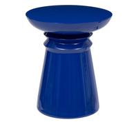 Atmosphera - Table d'Appoint Jaya - Bleu Indigo - H 43 x D 38 cm - Acier, Finition Brillante - pour Salon, Chambre, Bout de Canapé