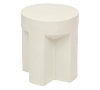 Atmosphera - Table d'Appoint Kriz Ivoire - H 41 x D 34 cm - Grès, Design Graphique - pour Salon, Chambre, Bout de Canapé