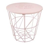 Atmosphera - Table d'appoint pour Enfant avec Rangement en Métal et Bois Rose D 30 cm