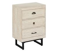 Atmosphera Chevet Ajay 3 tiroirs bois blanchi Beige G