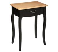 Atmosphera – Table de chevet Chrysa – Noir et bois, L47×H66 cm, 1 tiroir, pieds galbés