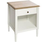Atmosphera - Table de chevet Solen - Bois blanc L45 x P40 x H61 cm - 1 tiroir