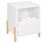Atmosphera - Table de Chevet Enfant Douceur Blanc L 35,5 x H 40 cm, Porte Design Fleur, Pieds en Pin - pour Chambre, Meuble de Rangement
