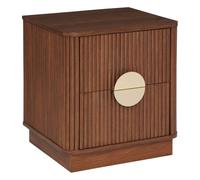 Atmosphera Table de chevet Wany 2 tiroirs effet noyer 45 x 40 cm Marron