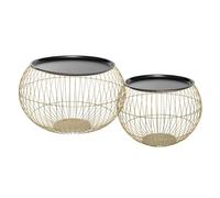 Lot de 2 tables gigognes ""Alya"" métal doré D49/66,5cm - Atmosphera createur d'interieur