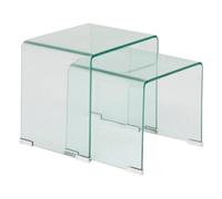 Atmosphera - Tables Gigognes Emboîtables Lenia, Lot de 2 - Verre Trempé Transparent, Pieds Chromés, L 51 x H 47 cm - pour Salon, Séjour, Entrée