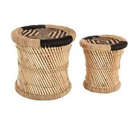 Set de 2 tables d'appoint en corde naturel et noir Atmosphera Noir, Noir G