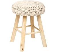 Atmosphera - Tabouret assise tricot Suzette - H. 43 cm - Beige - Suzette Beige G