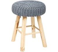 Atmosphera - Tabouret assise tricot Suzette - H. 43 cm - Gris - Suzette Gris G