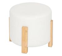 Atmosphera - Tabouret bansa Bouclette Bambou Blanc d37,5x32cm