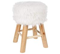 Atmosphera - Tabouret Blanc Effet Fourrure - Instinct Naturel
