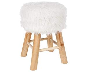 Atmosphera - Tabouret Blanc Effet Fourrure - Instinct Naturel