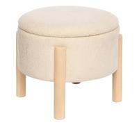 Atmosphera - Tabouret Coffre elki Blanc 45,5x37x45,5cm