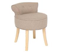 Atmosphera - Tabouret d'Appoint Firmin Beige Chiné, H 58 cm, Pieds en Bois, Dossier Capitonné - pour Salon, Chambre, Coiffeuse