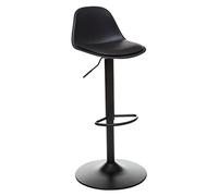 Atmosphera - Tabouret De Bar Aiko Noir, Style Scandinave - Hauteur Réglable, Assise Confortable, avec Repose-Pieds - pour Cuisine, Ilot Central