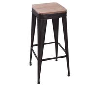 Atmosphera - Tabouret de bar en métal Joris - H. 80 cm - Noir