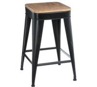 Atmosphera - Tabouret de bar Joris - H. 60 cm - Noir