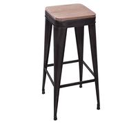 Atmosphera - Tabouret de Bar Joris Noir - métal et Bois