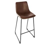 Atmosphera – Tabouret de bar Lois – Assise simili cuir marron, structure métal noir – G