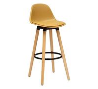 Atmosphera Tabouret de bar Maxon - hêtre et métal - H92,5 cm - jaune ocre