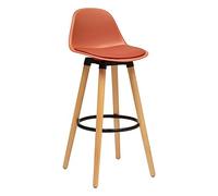 Atmosphera - Tabouret de Bar Scandinave Maxon Terracotta, H 91,5 cm, Pieds en Hêtre, Repose-Pieds - pour Cuisine, Comptoir, Îlot Central