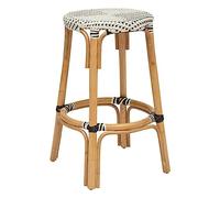 Atmosphera - Tabouret de Bar Trecia en rotin 40x40cm Blanc