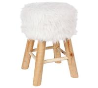 Atmosphera - Tabouret Oslo Effet Fourrure Blanc