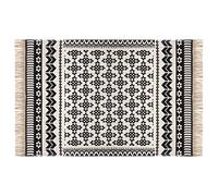 Atmosphera Créateur d'intérieur - Tapis Déco à Franges "Pailo" 120x170cm Noir & Blanc Noir G