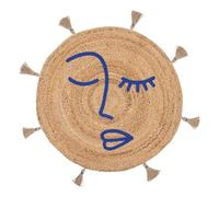 Atmosphera - Tapis Soleya - en jute à pompons - Rond D80 cm Naturel Beige