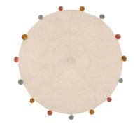 Atmosphera - Tapis Enfant - Coton et Pompons - Beige - D90 cm