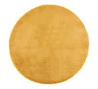 Atmosphera Créateur d'intérieur - Tapis Rond Imitation Fourrure Doucea 80cm Ocre Jaune G
