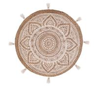 Atmosphera - Tapis imprimé à Pompons Rosalie - Jute D78 cm