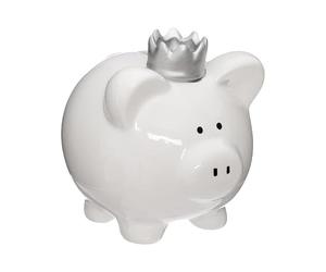 Atmosphera - Tirelire Enfant Cochon - céramique - H14-8 cm - Blanc