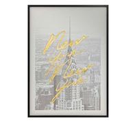 Toile imprimée encadrée à effet alu NEW YORK - 50 x 70 cm - Gris