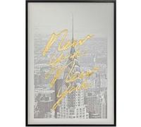 Toile imprimée encadrée à effet alu NEW YORK - 50 x 70 cm - Gris