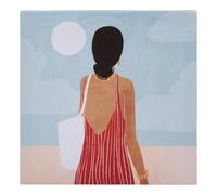 Atmosphera - Toile imprimée Frany 28x28cm bleu - Femme dos