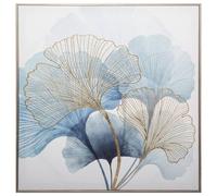 Toile Imprimée Murale "Ginkgo" 58x58cm Bleu