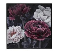 Créateur d'intérieur - Toile Peinte Déco "Cadre Fleur" 58x58cm Noir